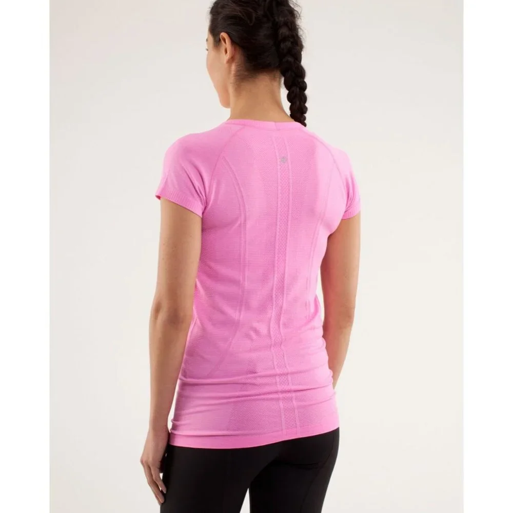 Lululemon Run Swiftly Tech Short Sleeve Pink Athletic Shirt Sz 8 - Picture 4 of 7